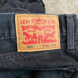 Black Levi 505 Jeans 36x36